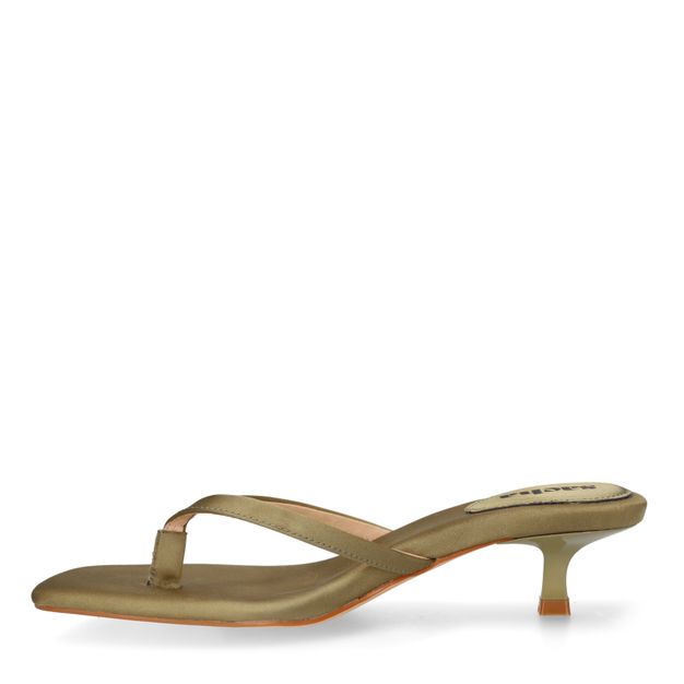 Claquettes à talon en satin - vert