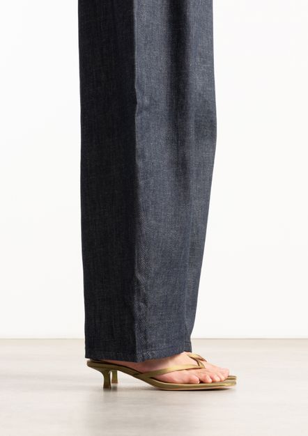 Groene satijnen slippers met hak