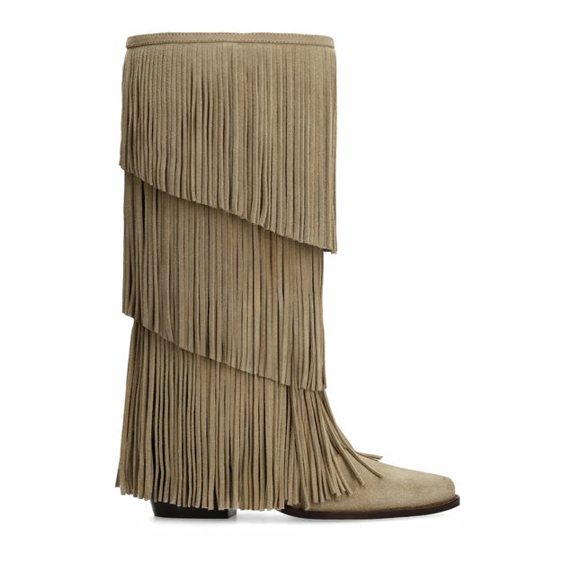 Bottes en daim avec franges - beige
