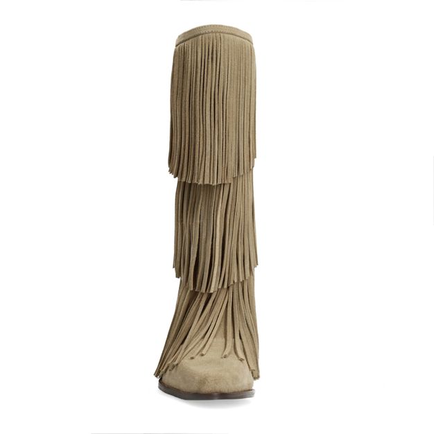 Bottes en daim avec franges - beige