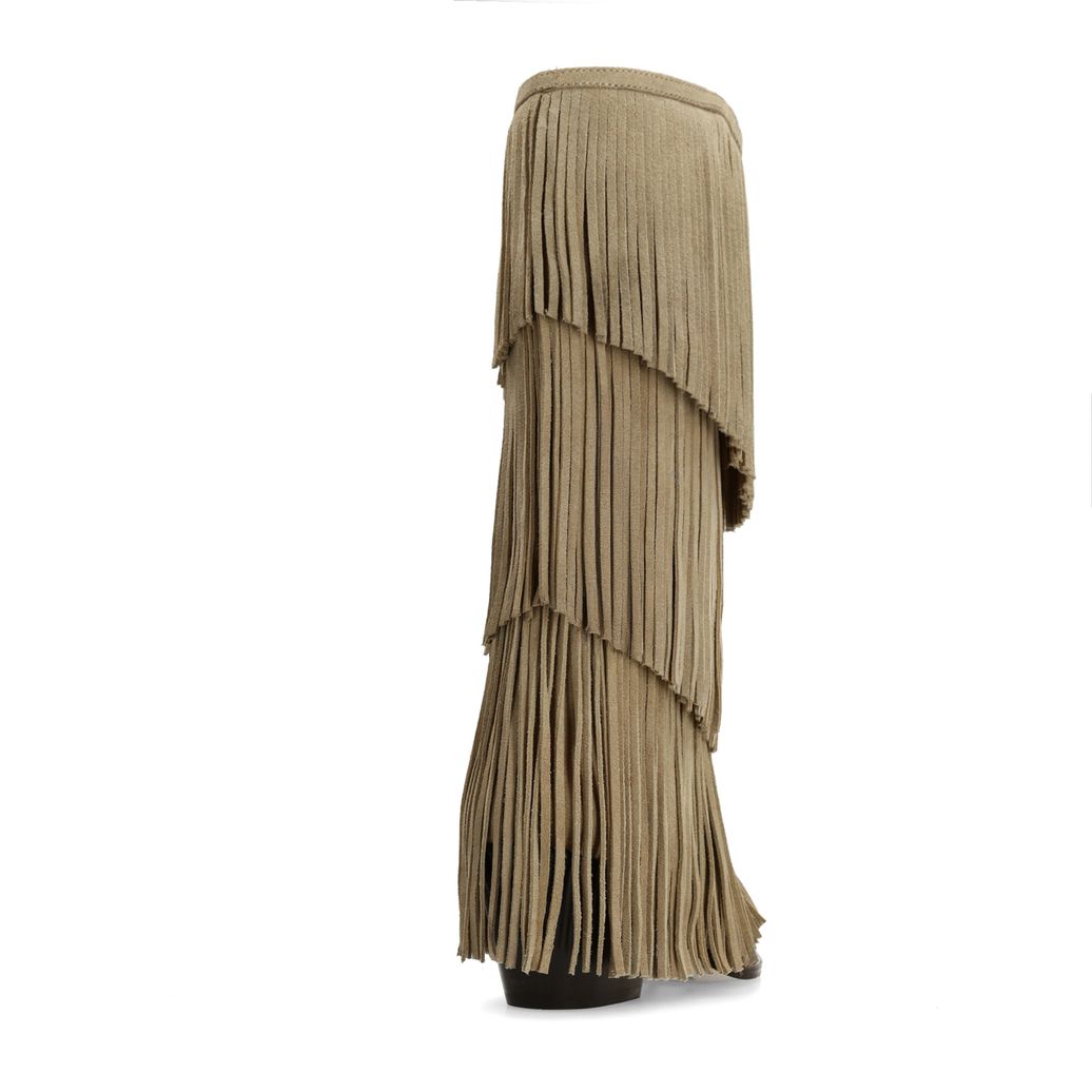 Bottes en daim avec franges - beige