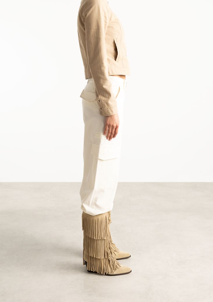 Bottes en daim avec franges - beige