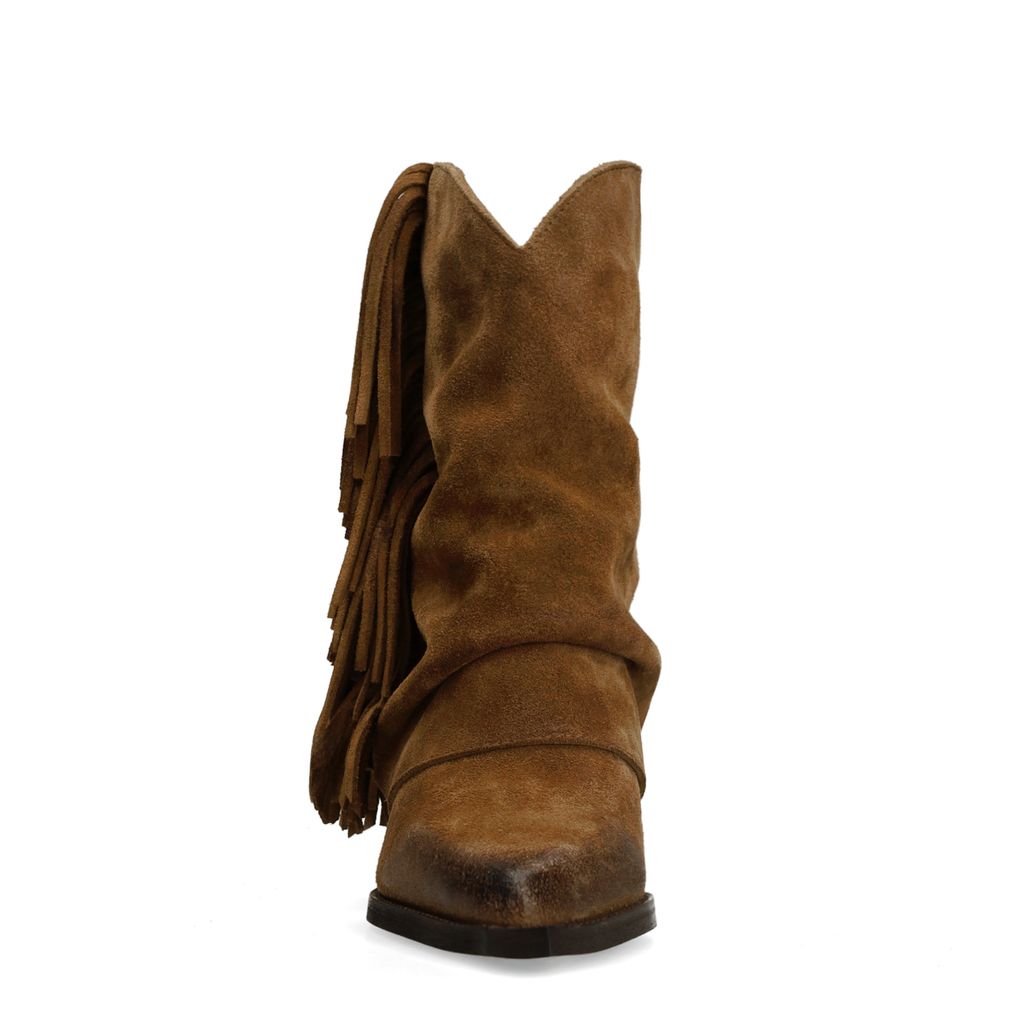 Santiags en daim avec franges - taupe