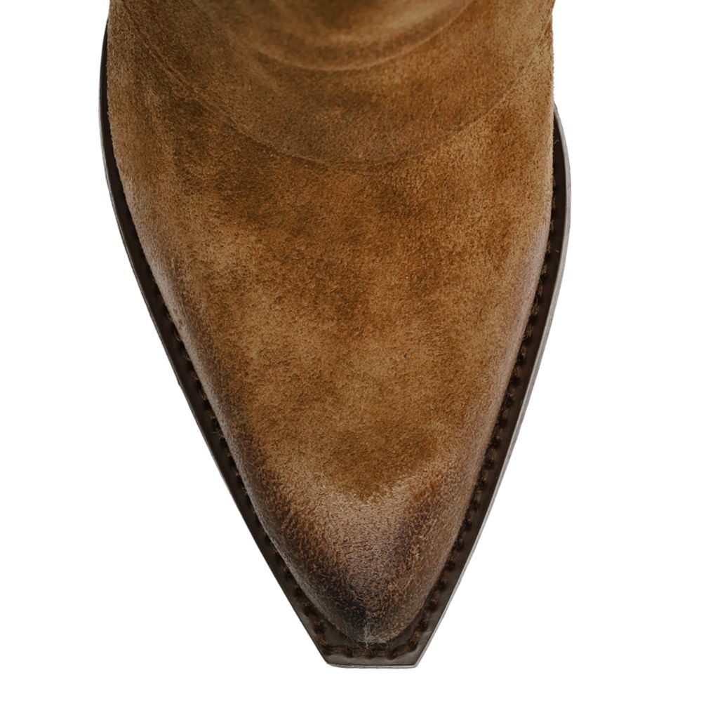 Santiags en daim avec franges - taupe