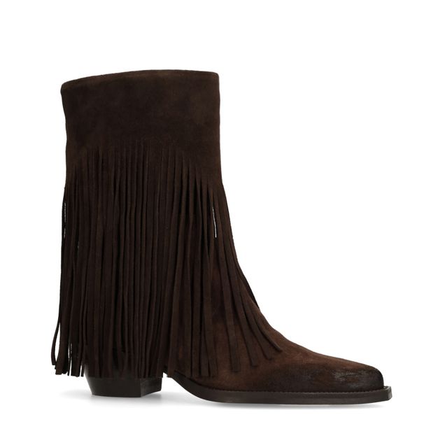 Bottines avec franges - marron foncé