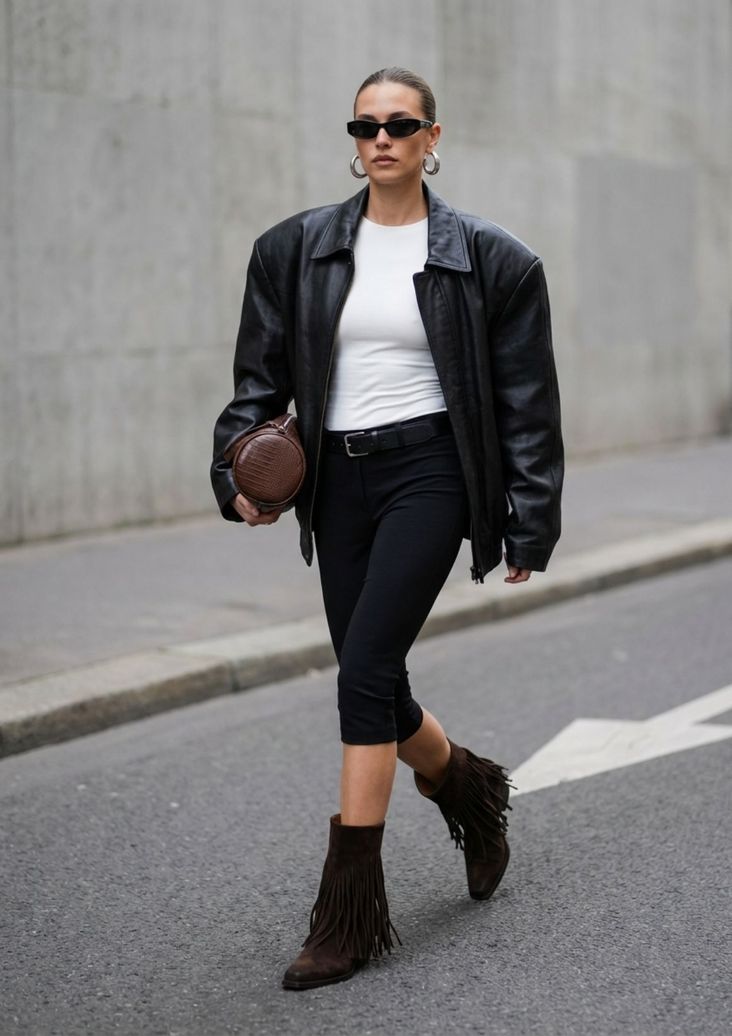 Bottines avec franges - marron foncé