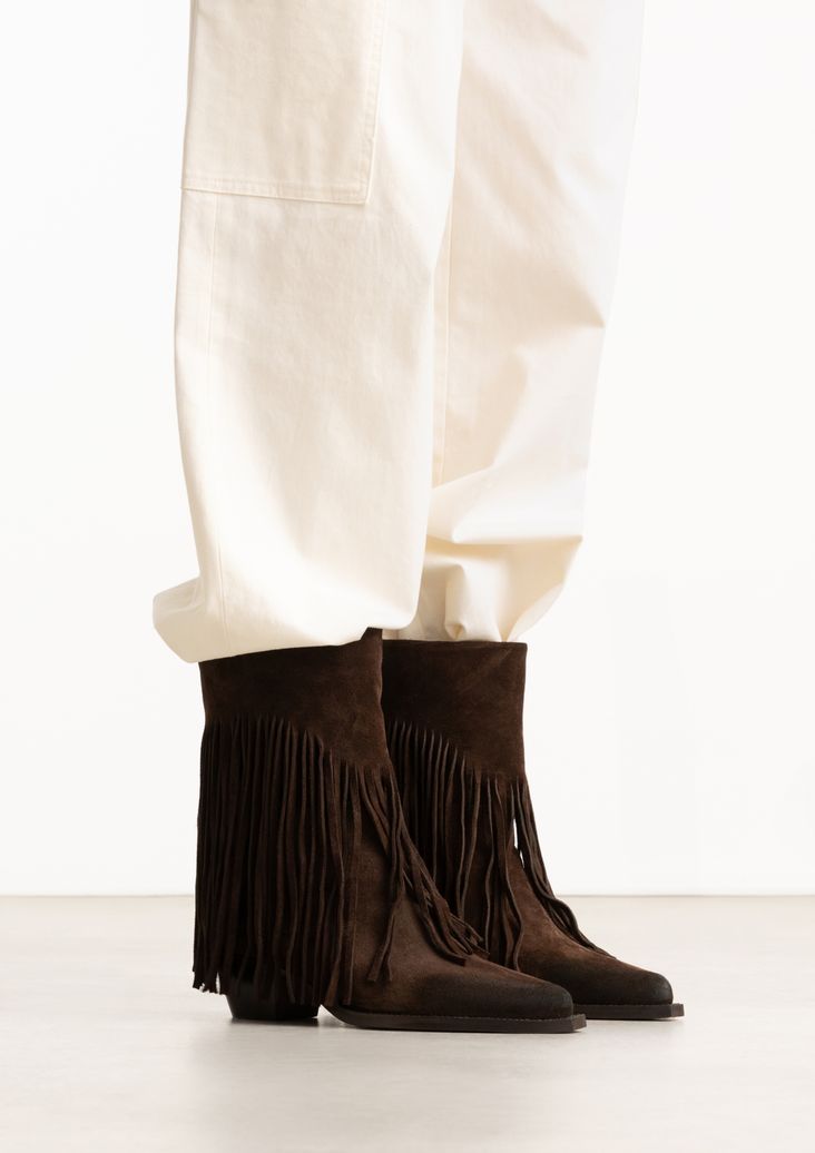 Bottines avec franges - marron foncé