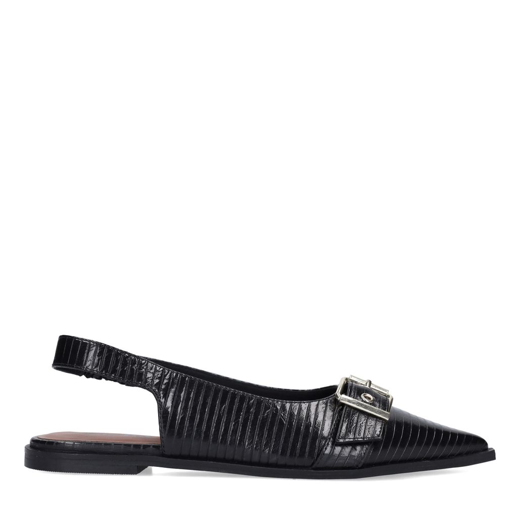 Zwarte leren buckle slingbacks
