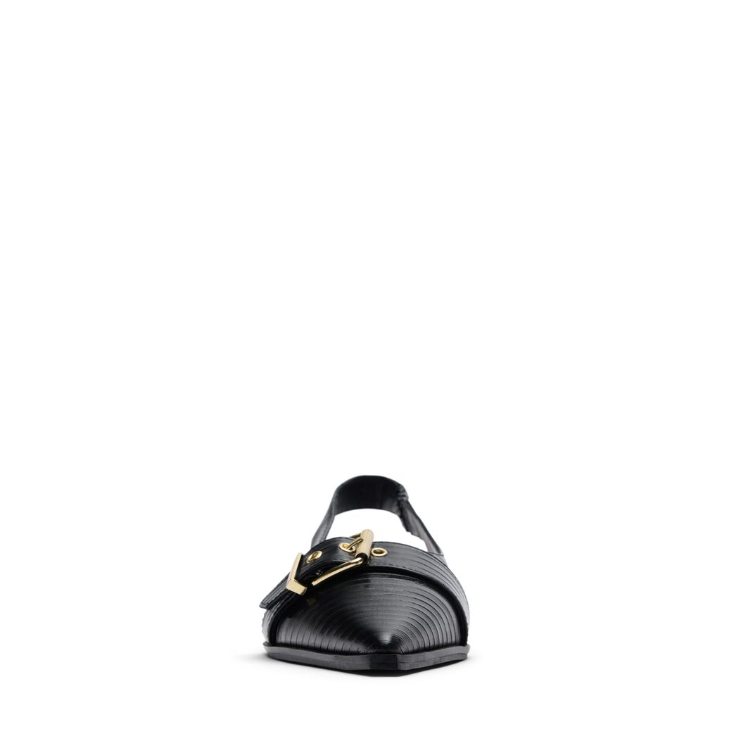 Schwarze Leder-Slingbacks mit Schnalle