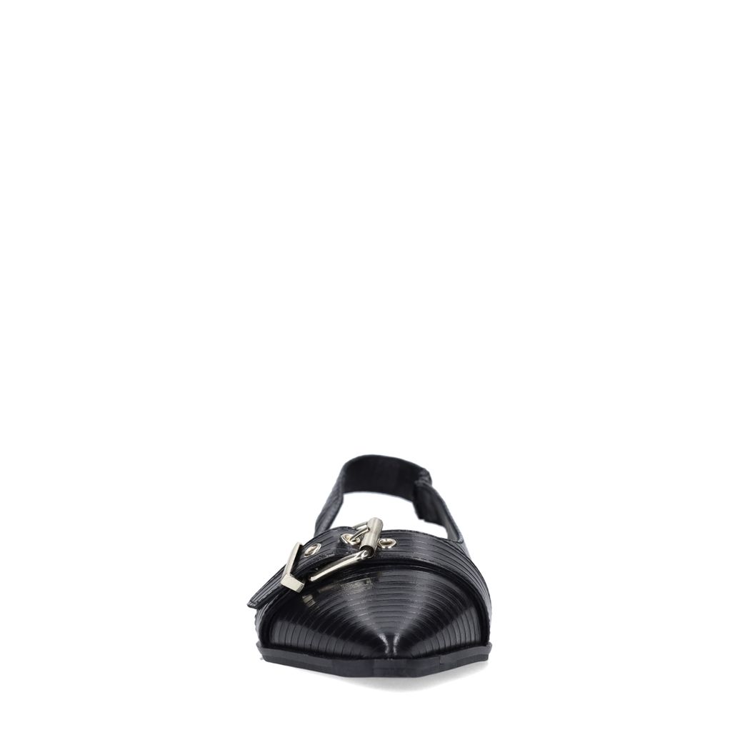 Zwarte leren buckle slingbacks