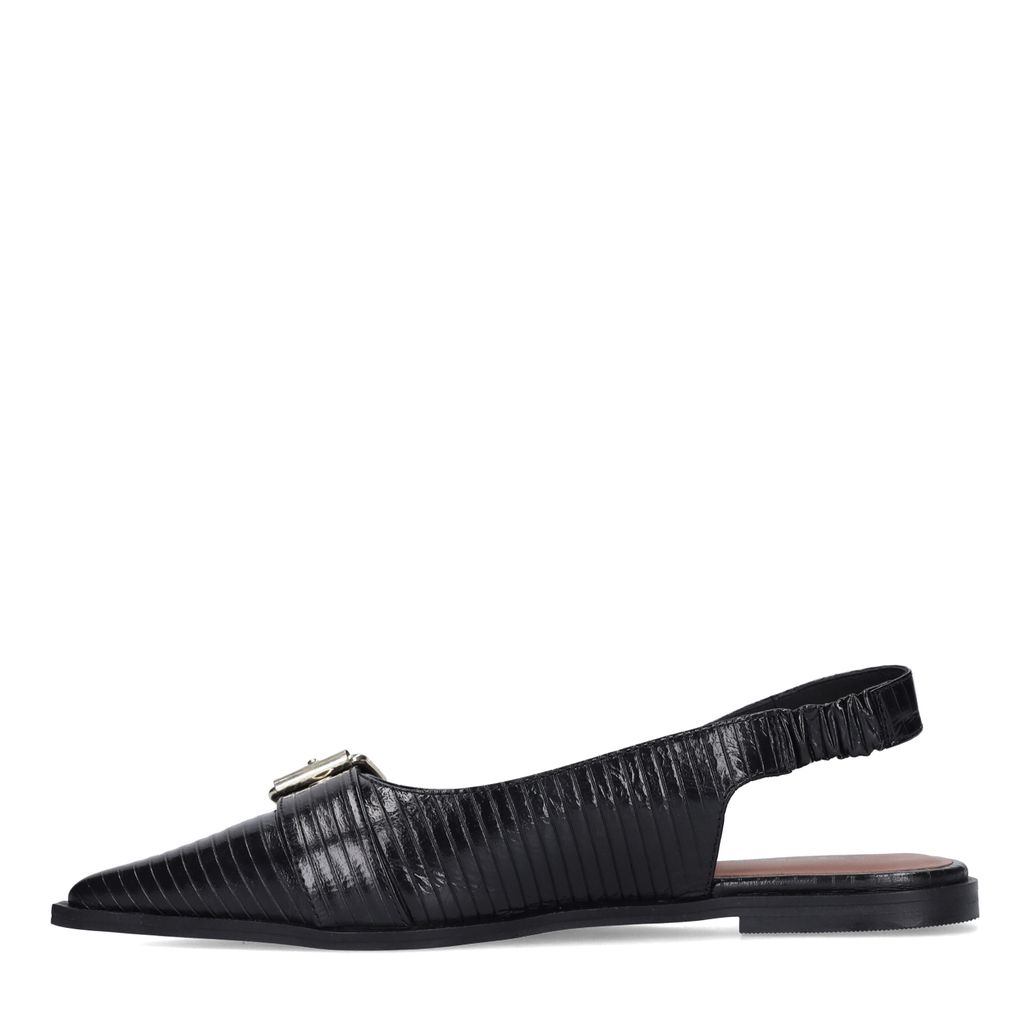 Zwarte leren buckle slingbacks