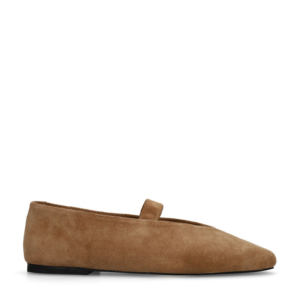 Taupefarbene Veloursleder-Ballerinas
