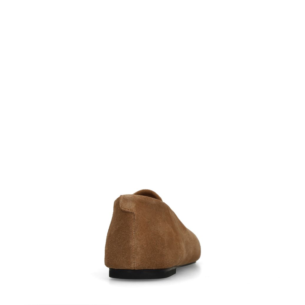 Taupefarbene Veloursleder-Ballerinas