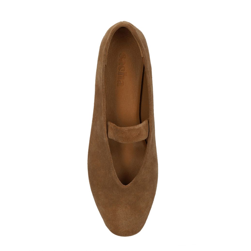 Taupefarbene Veloursleder-Ballerinas