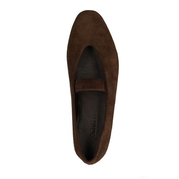 Donkerbruine suède ballerina's