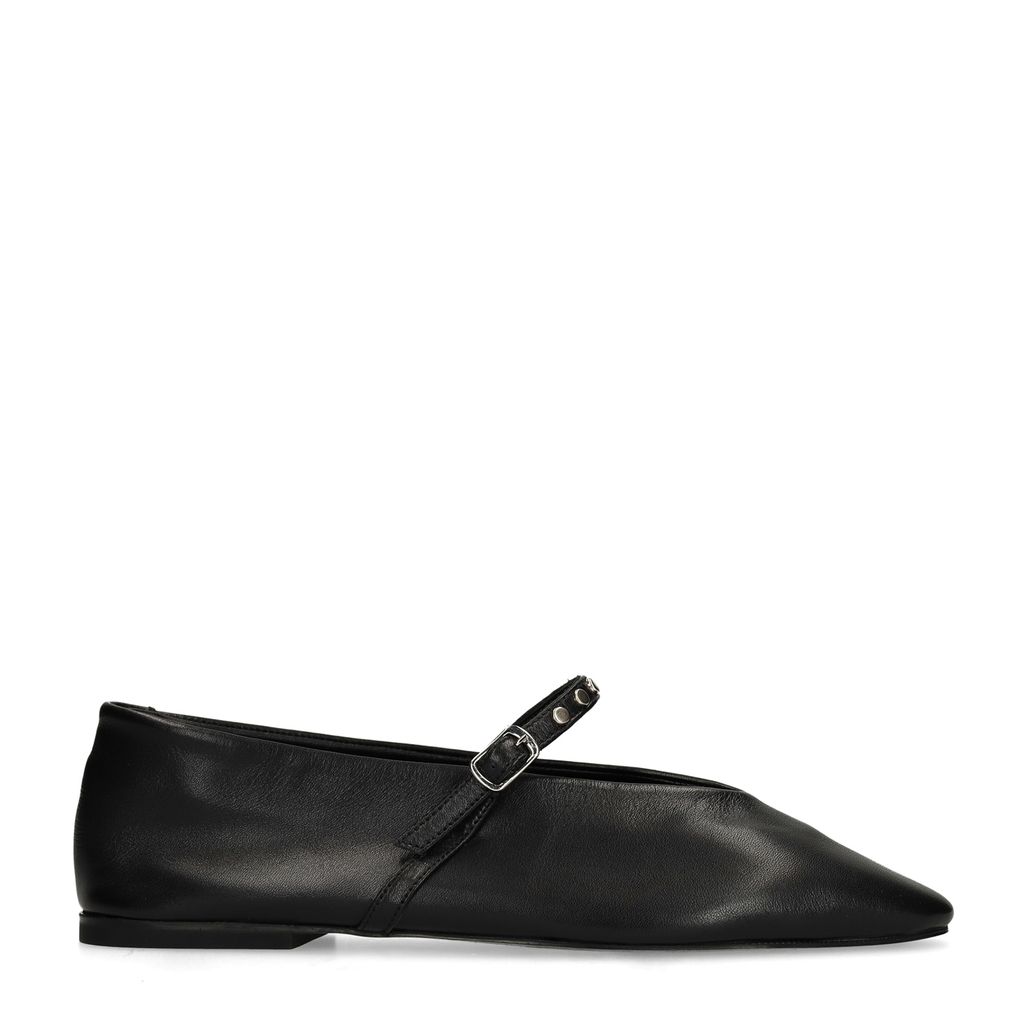 Zwarte leren ballerina's