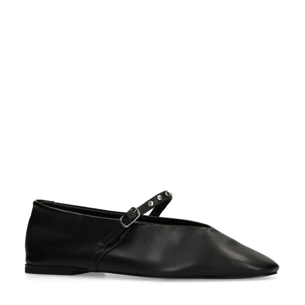 Schwarze Leder-Ballerinas