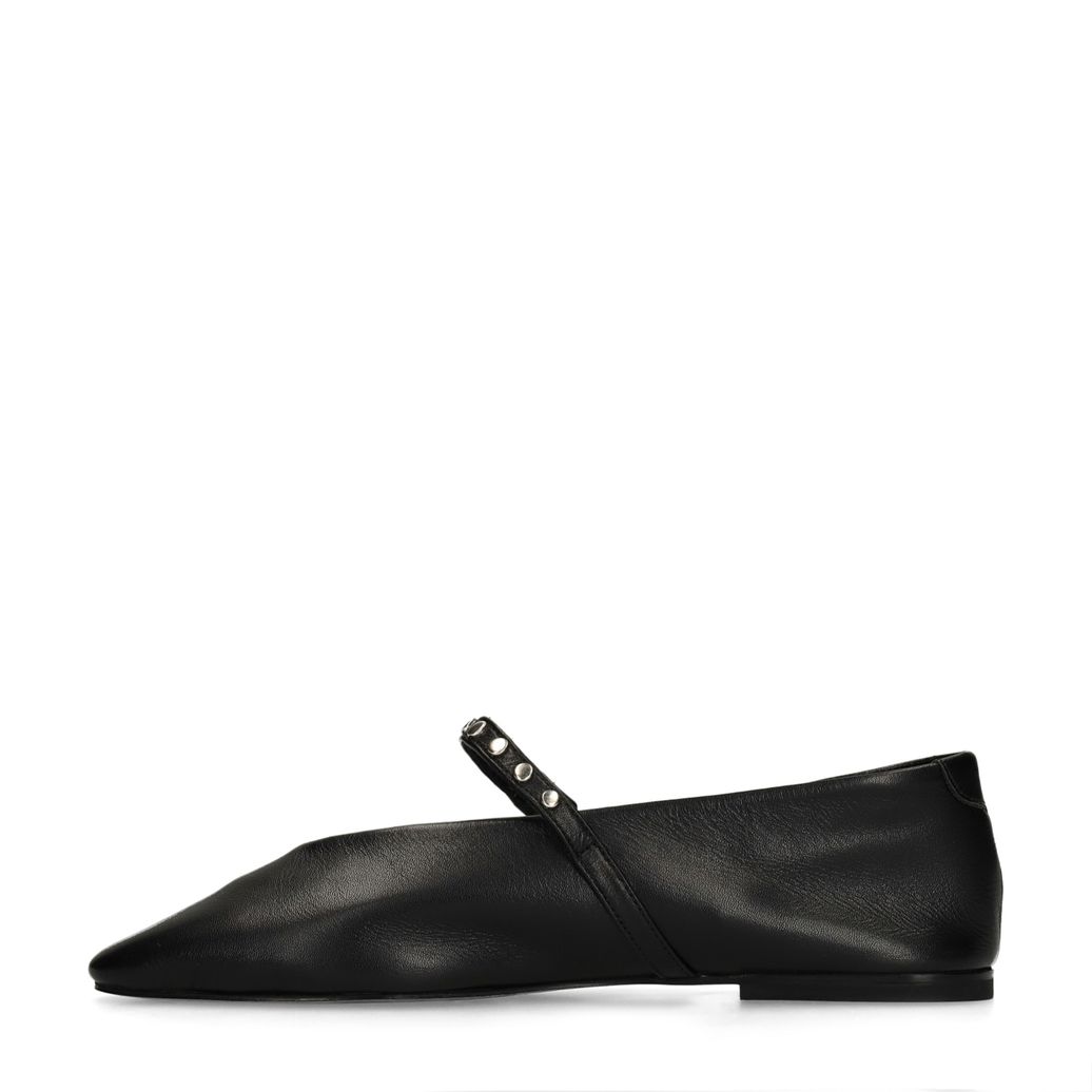 Schwarze Leder-Ballerinas