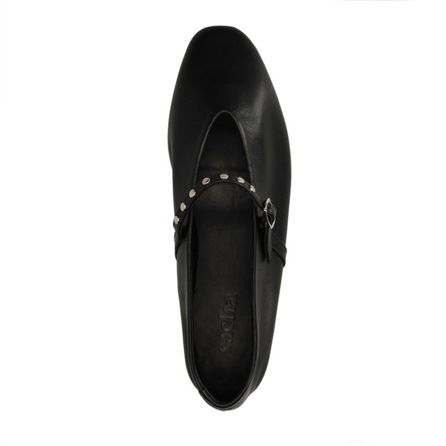 Zwarte leren ballerina's