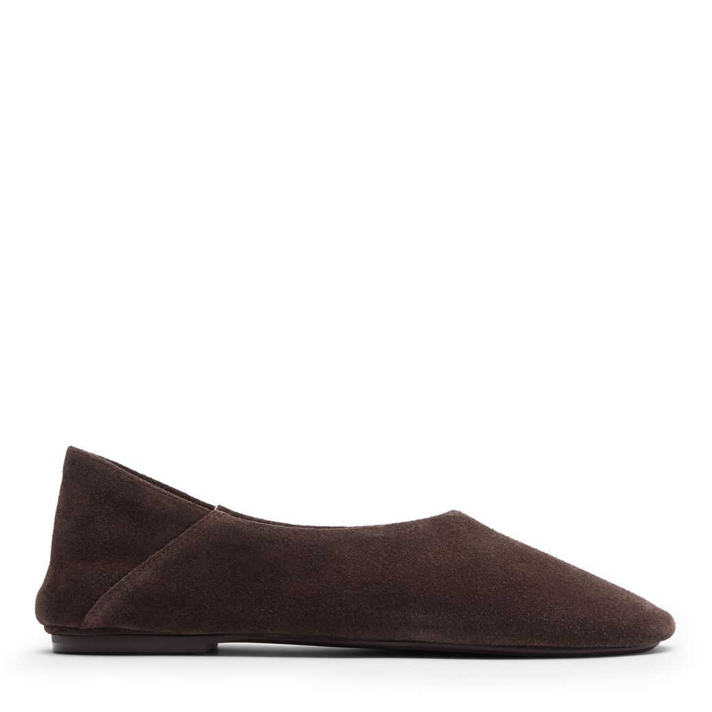 Dunkelbraune Veloursleder-Ballerinas