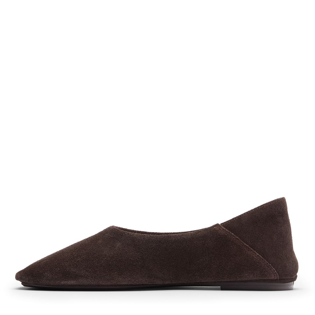 Dunkelbraune Veloursleder-Ballerinas