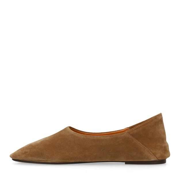 Braune Veloursleder-Ballerinas