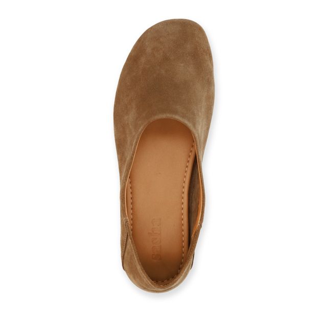 Braune Veloursleder-Ballerinas