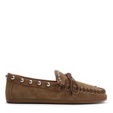 Braune Veloursleder-Bootsschuhe mit Nieten