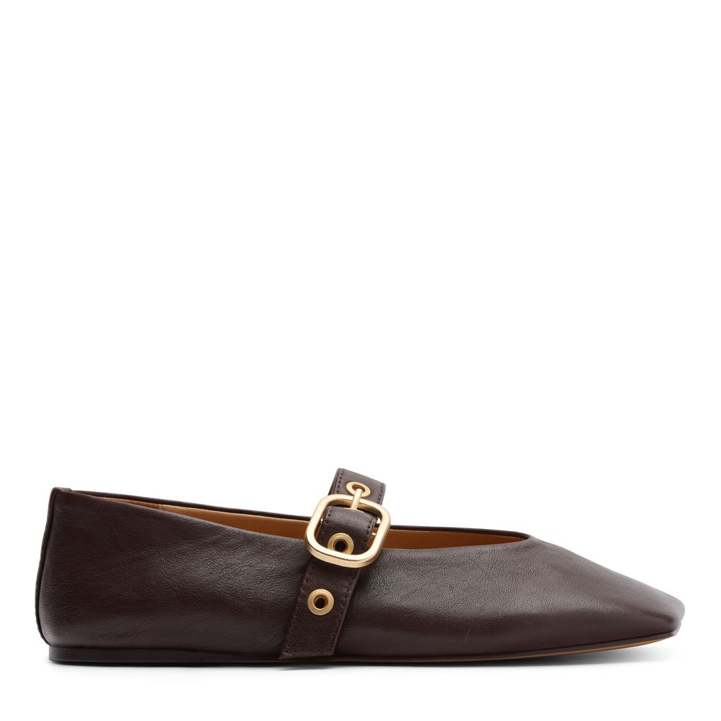Braune Leder-Ballerinas