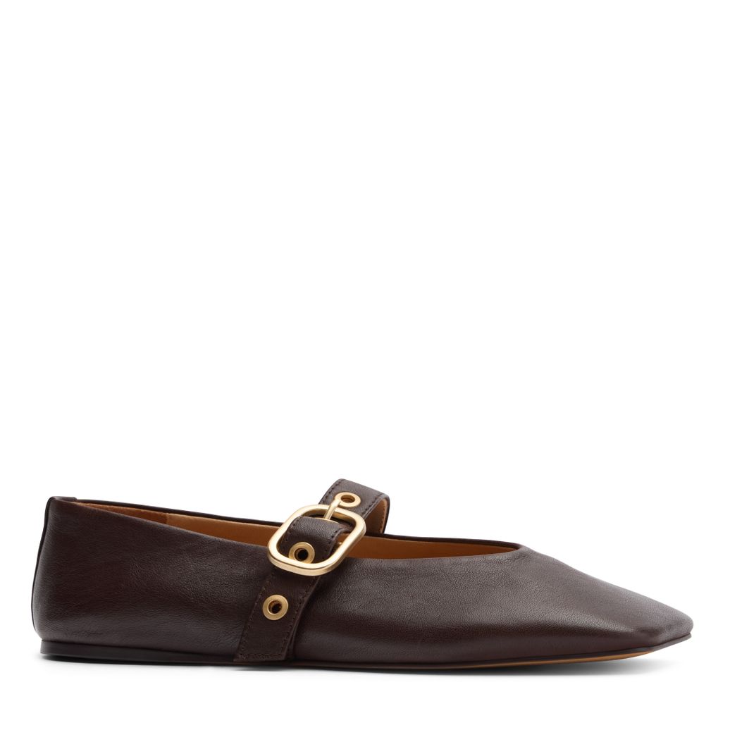 Braune Leder-Ballerinas