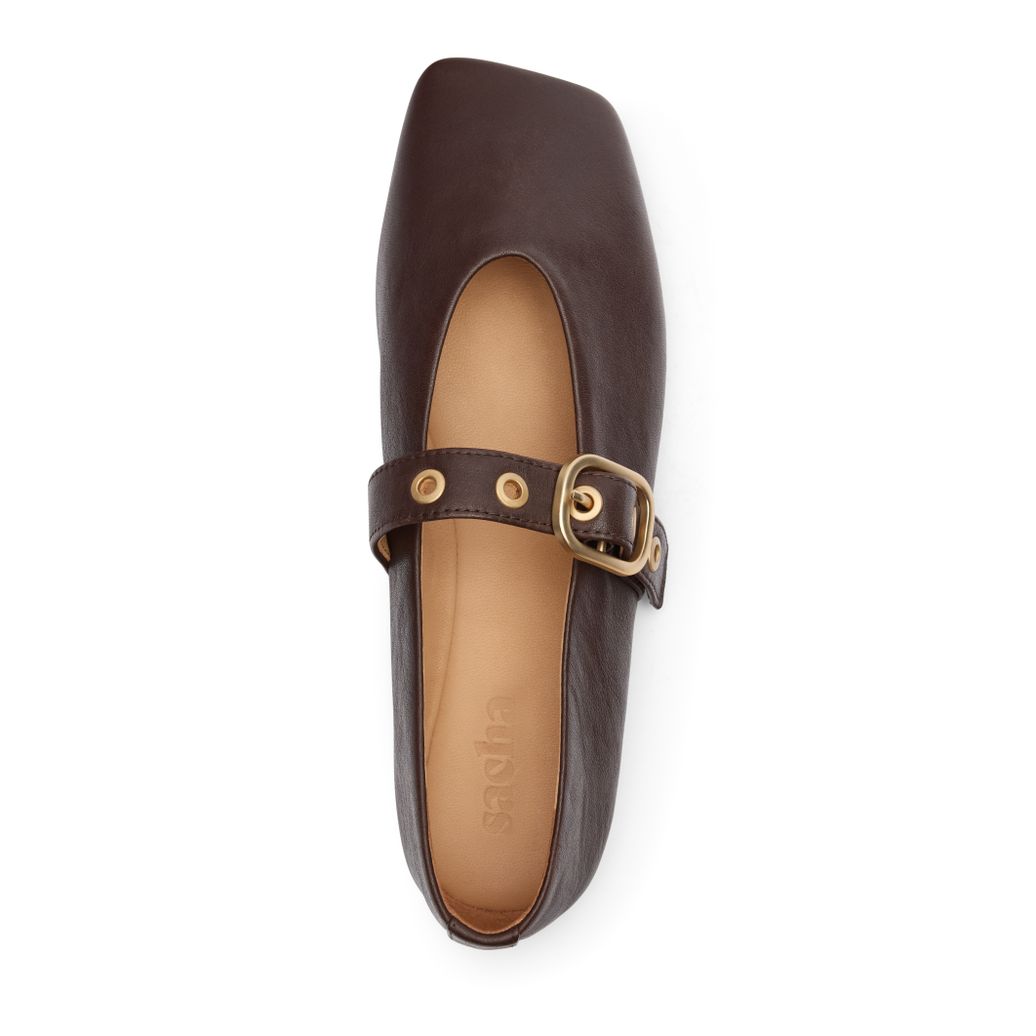 Braune Leder-Ballerinas