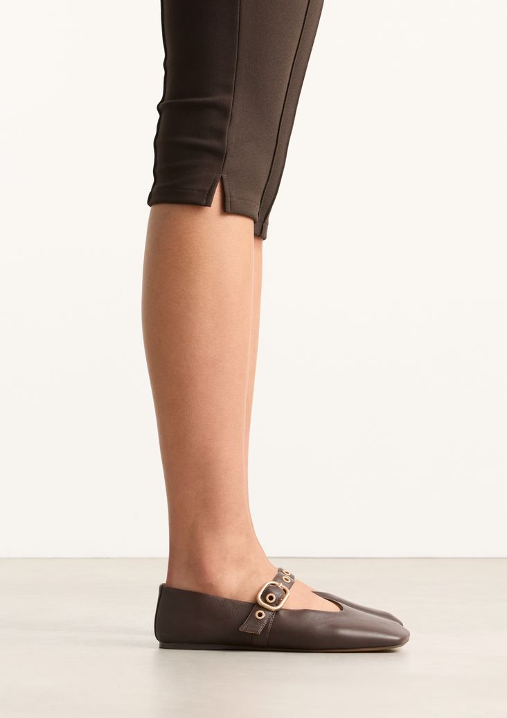 Braune Leder-Ballerinas