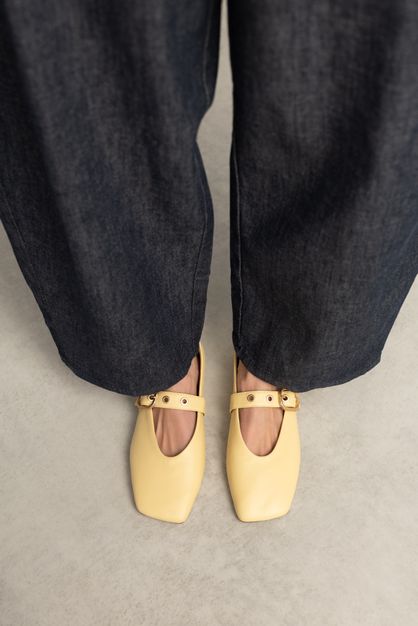 Ballerines en cuir - jaune