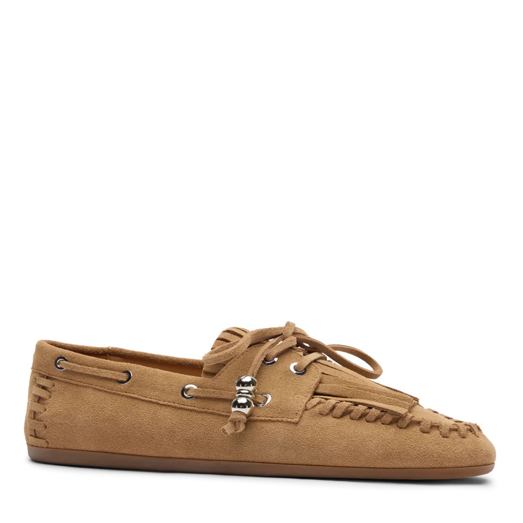 Cognacfarbene Veloursleder-Bootsschuhe