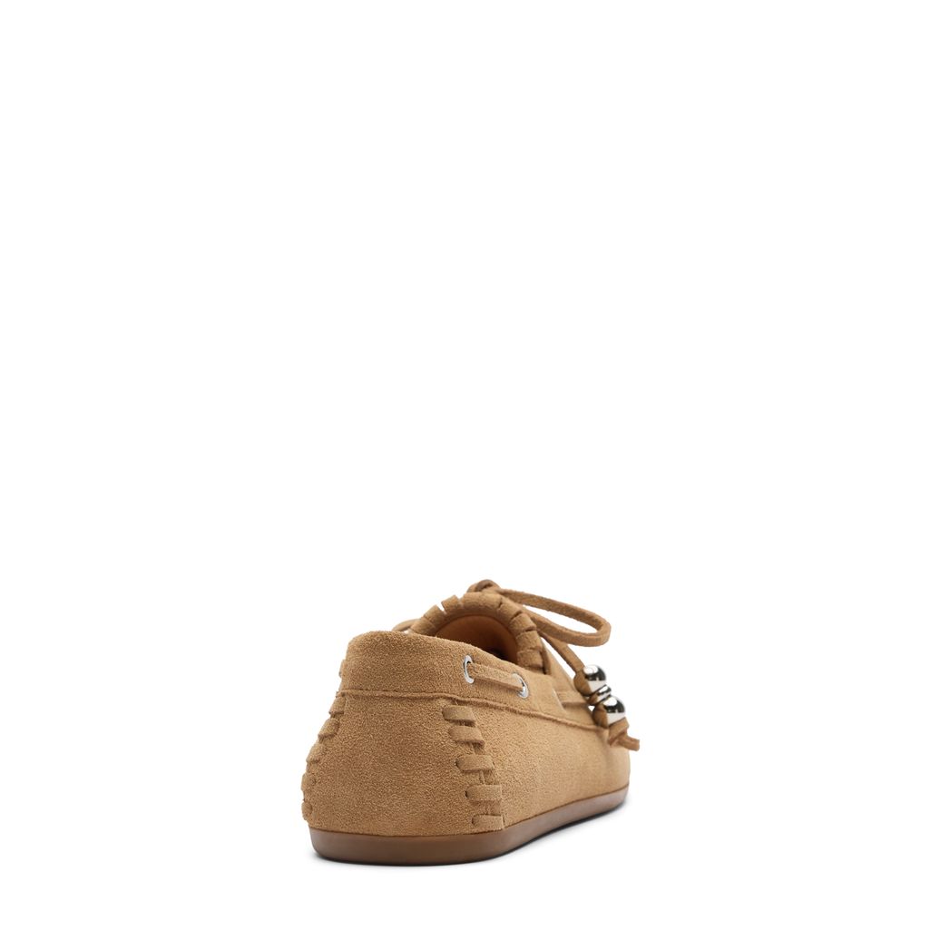 Cognacfarbene Veloursleder-Bootsschuhe