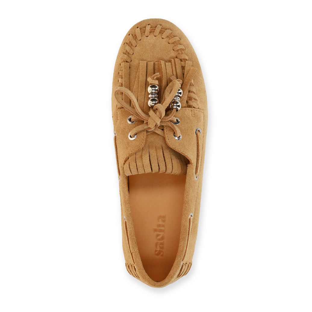 Chaussures bateau en daim - cognac