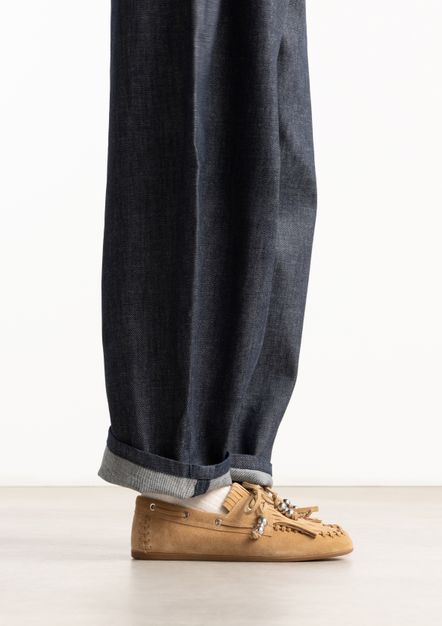 Chaussures bateau en daim - cognac