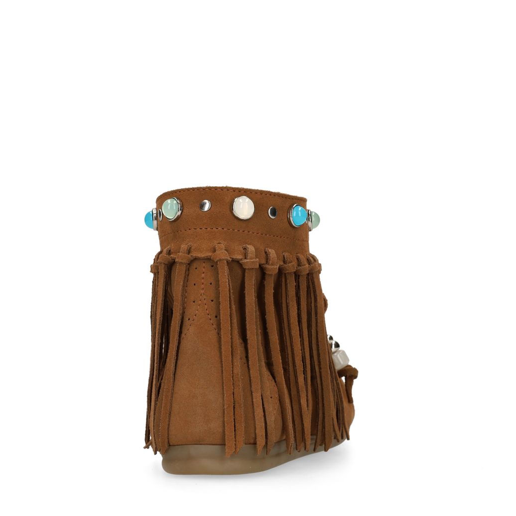 Cognac suède veterschoenen met franjes