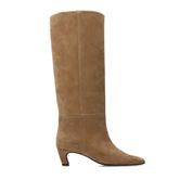 Beige hoge suède laarzen met hak