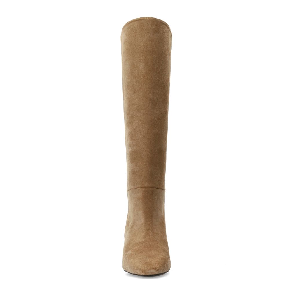 Bottes hautes à talon en daim - beige