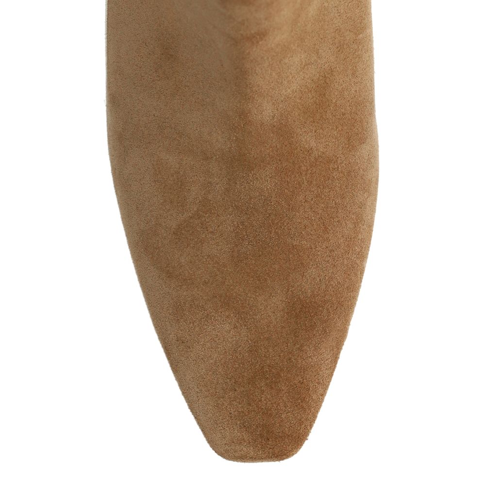 Bottes hautes à talon en daim - beige