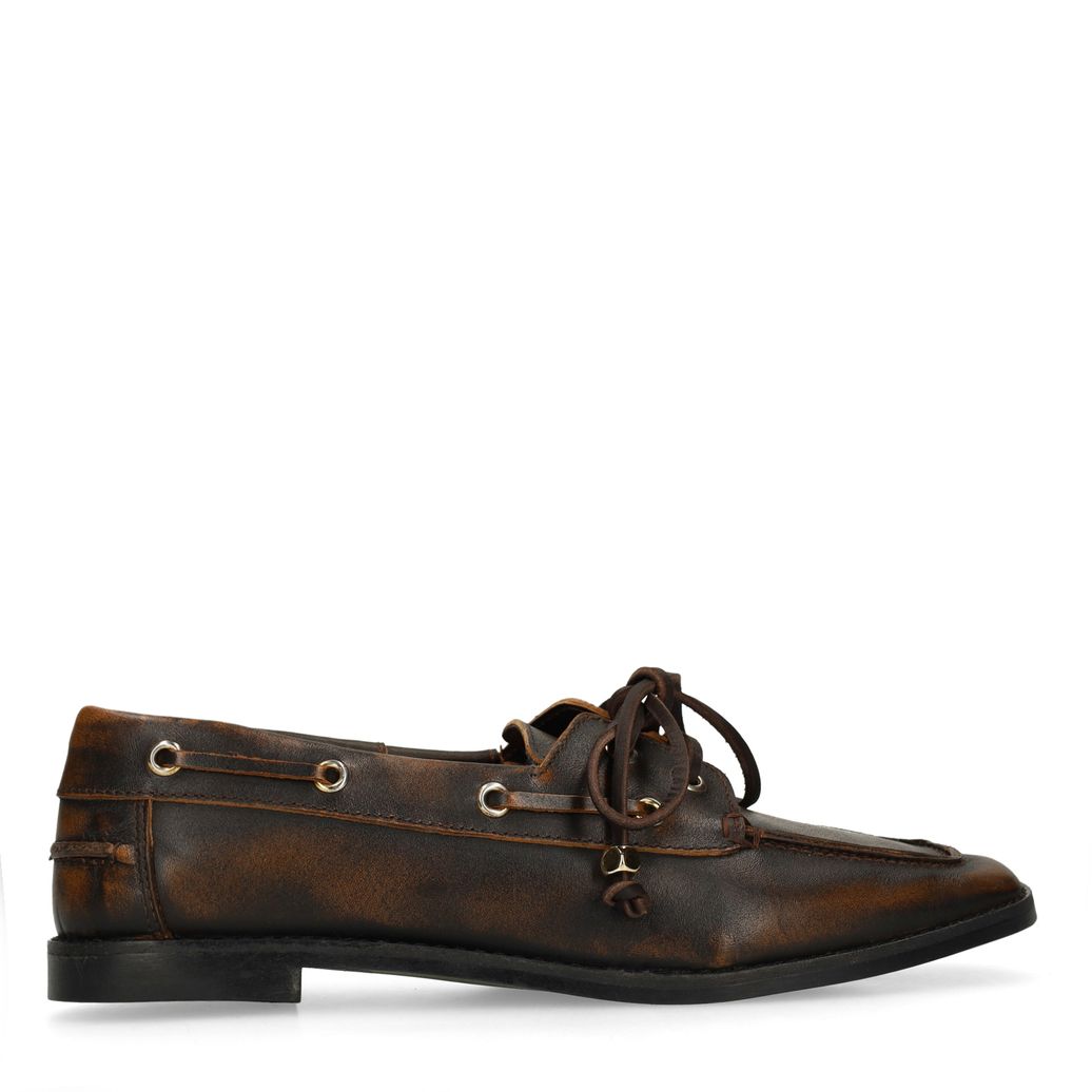 Chaussures bateau en cuir - marron
