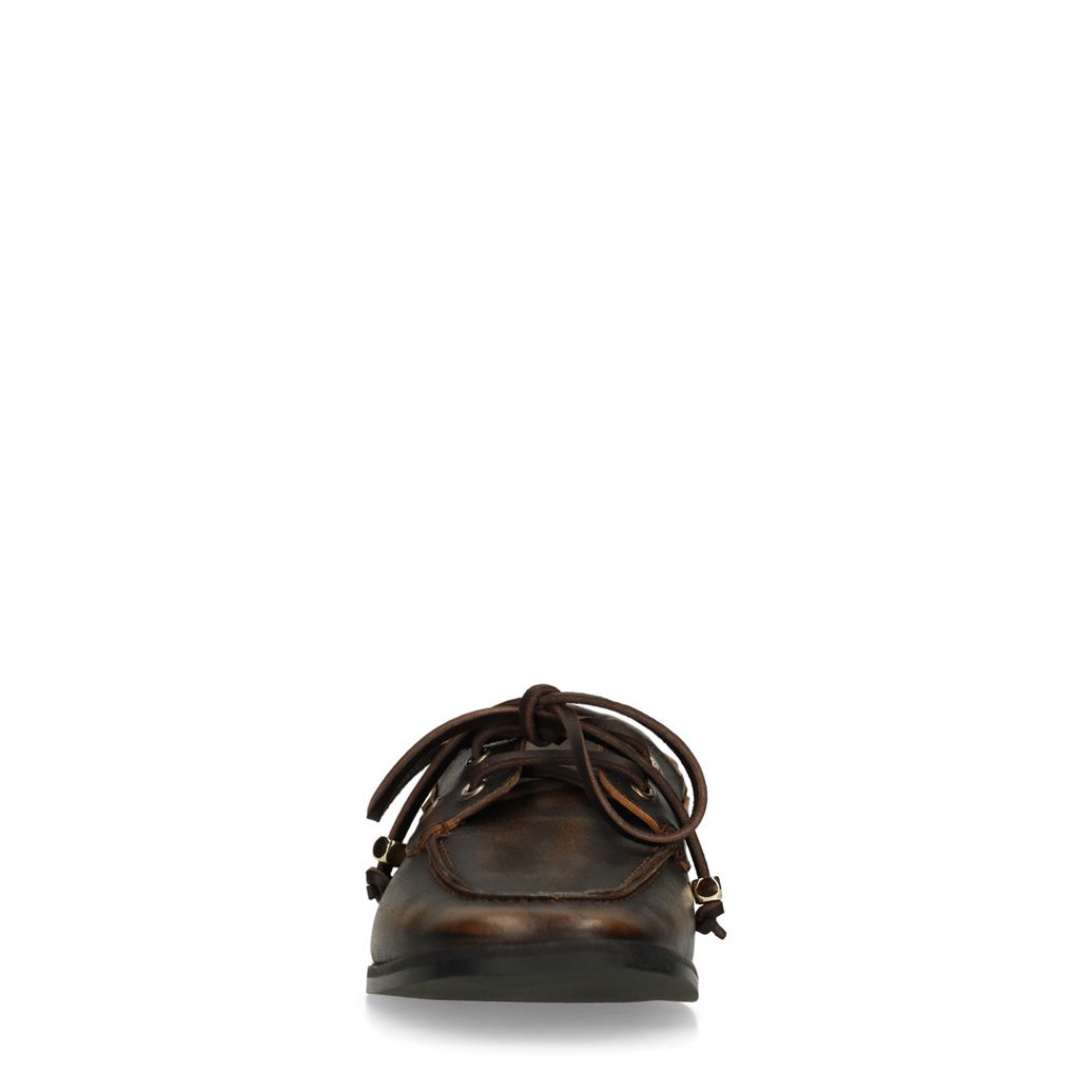 Chaussures bateau en cuir - marron