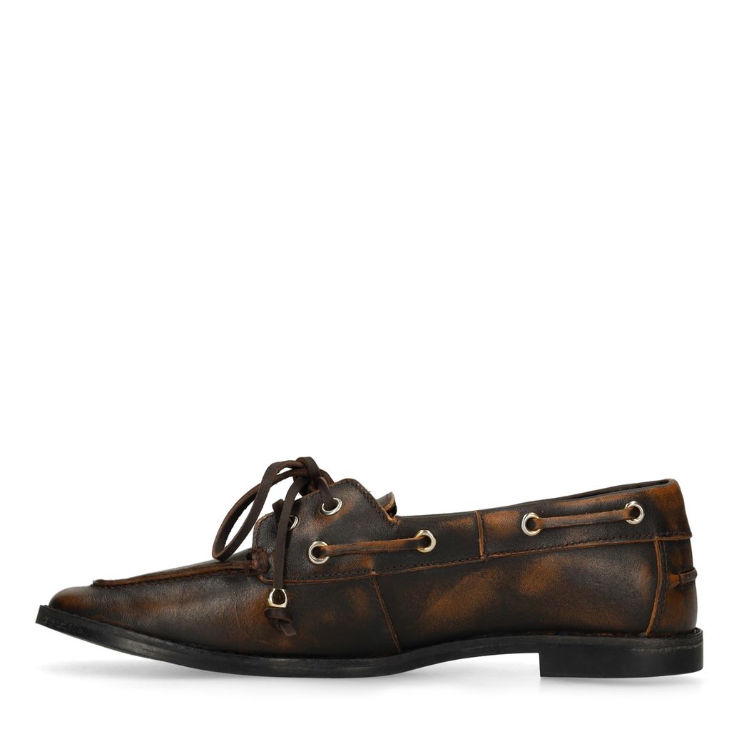 Chaussures bateau en cuir - marron
