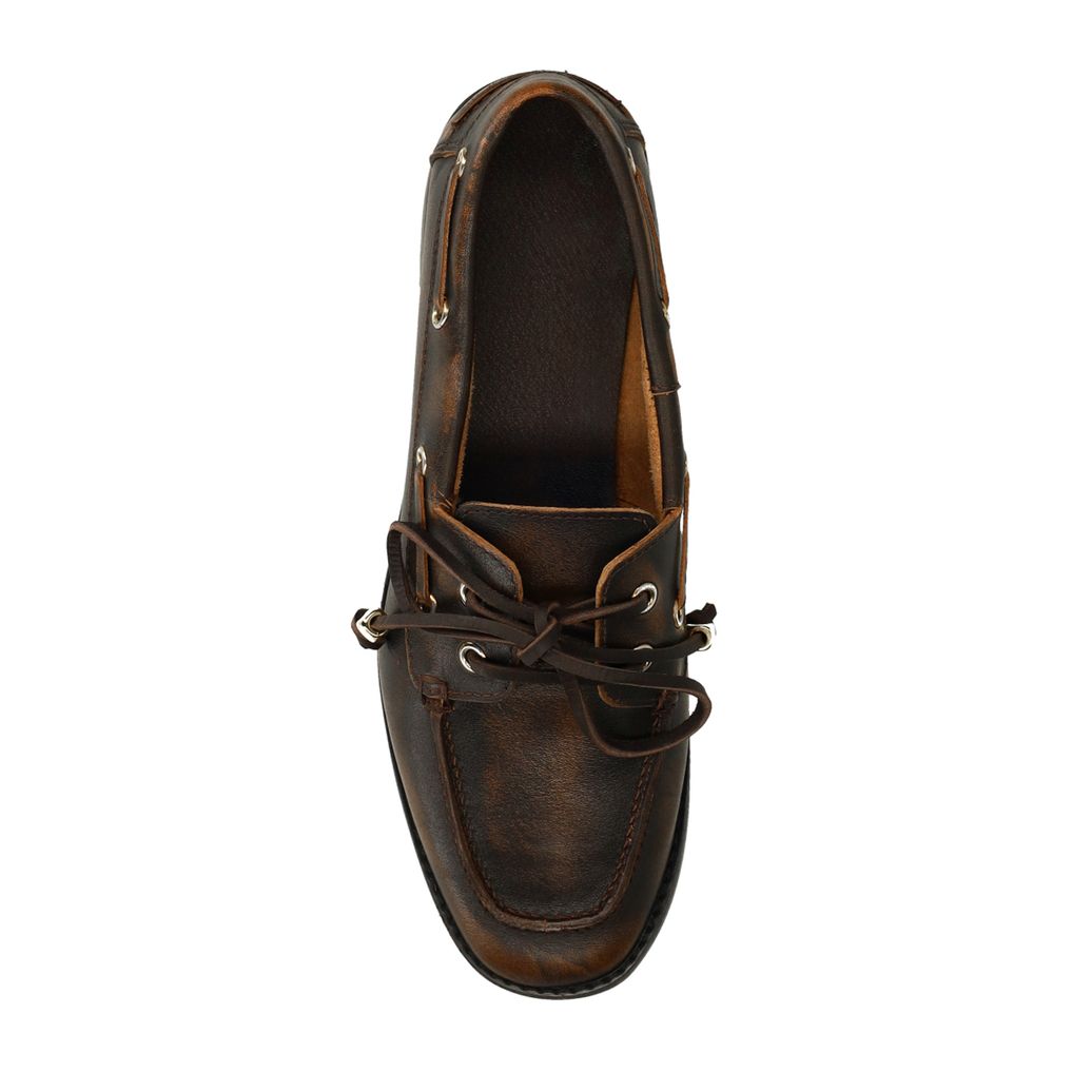 Chaussures bateau en cuir - marron