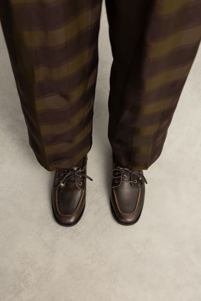 Chaussures bateau en cuir - marron
