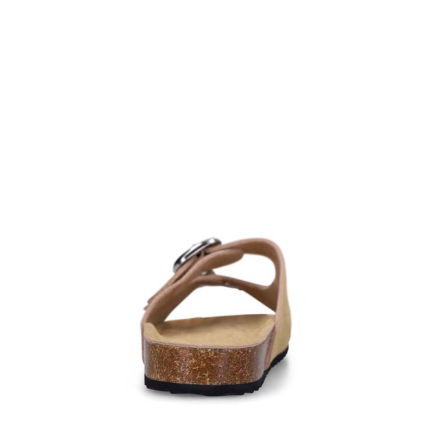 Beigefarbene Veloursleder-Sandalen