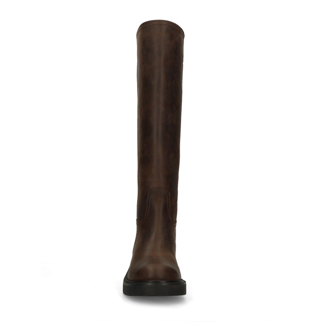 Bottes hautes en cuir avec tige large - marron