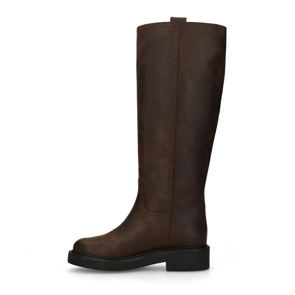 Bottes hautes en cuir avec tige large - marron