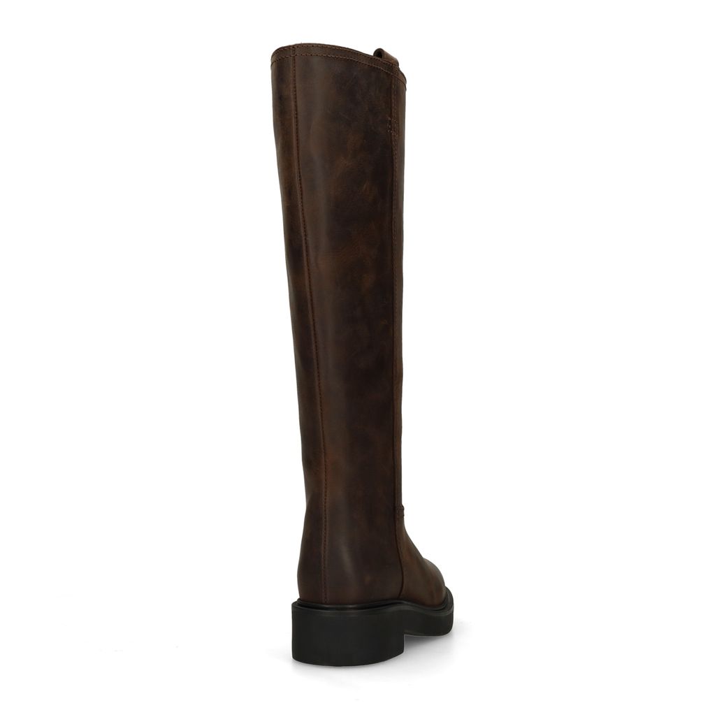 Bottes hautes en cuir avec tige large - marron